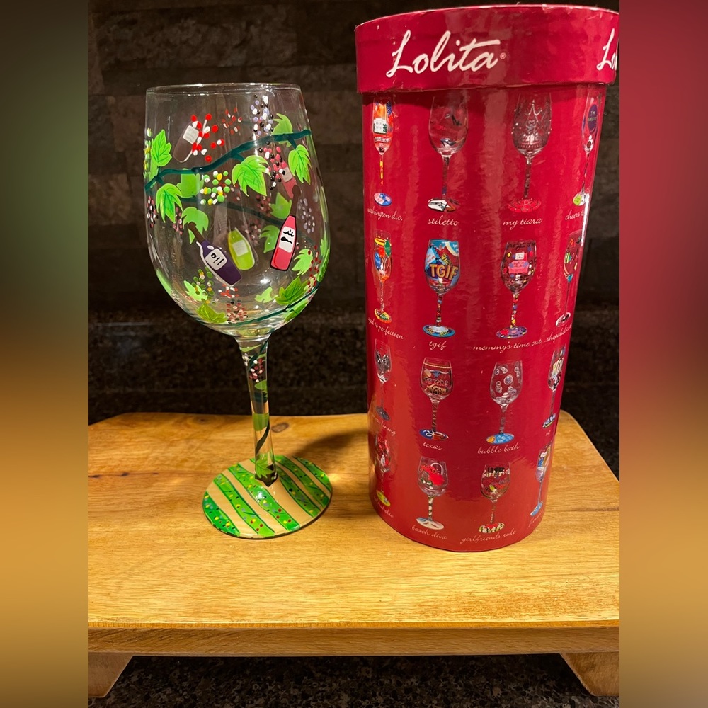 lolita hand painted wine glass